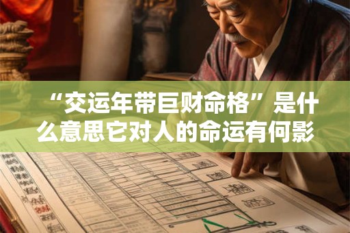“交运年带巨财命格”是什么意思它对人的命运有何影响