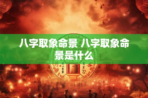 八字取象命景 八字取象命景是什么