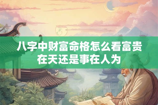 八字中财富命格怎么看富贵在天还是事在人为