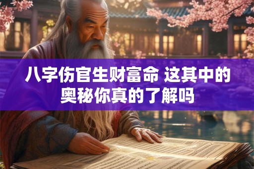 八字伤官生财富命 这其中的奥秘你真的了解吗 八字伤官生财富命 这其中的奥秘你真的了解吗