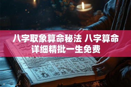 八字取象算命秘法 八字算命详细精批一生免费