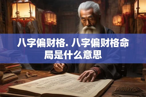 八字偏财格. 八字偏财格命局是什么意思