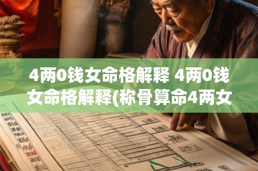 4两0钱女命格解释 4两0钱女命格解释(称骨算命4两女命最正确详解)
