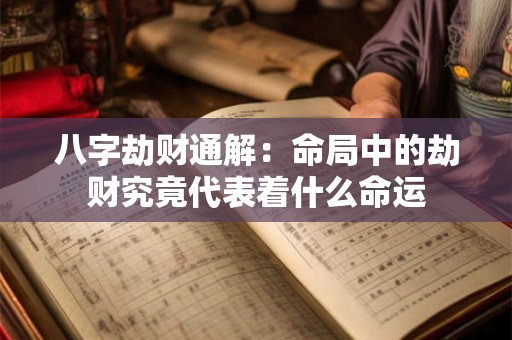 八字劫财通解：命局中的劫财究竟代表着什么命运