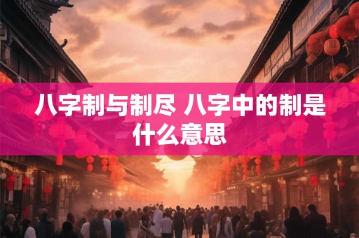 八字制与制尽 八字中的制是什么意思