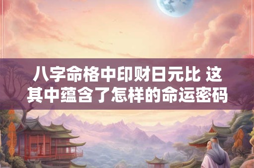 八字命格中印财日元比 这其中蕴含了怎样的命运密码