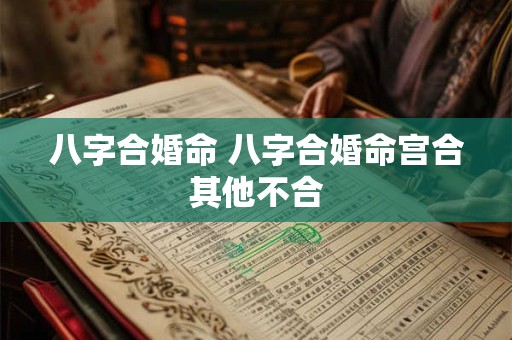 八字合婚命 八字合婚命宫合其他不合