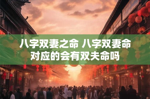 八字双妻之命 八字双妻命对应的会有双夫命吗 八字双妻之命 八字双妻命对应的会有双夫命吗