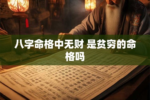 八字命格中无财 是贫穷的命格吗