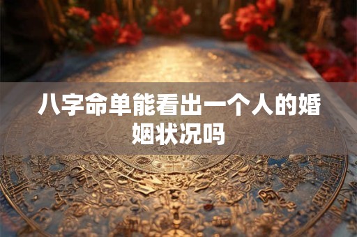 八字命单能看出一个人的婚姻状况吗