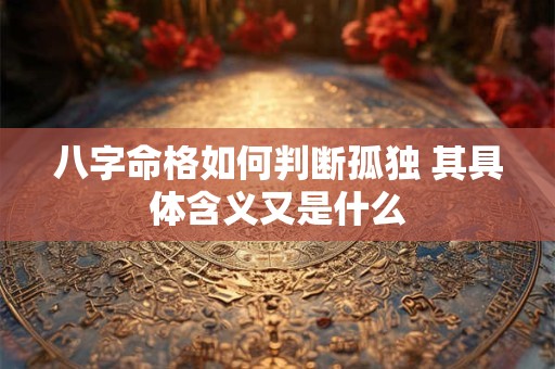 八字命格如何判断孤独 其具体含义又是什么