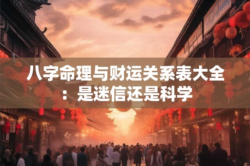 八字命理与财运关系表大全:是迷信还是科学 八字命理与财运关系表大全:是迷信还是科学