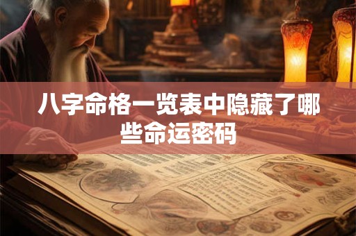 八字命格一览表中隐藏了哪些命运密码