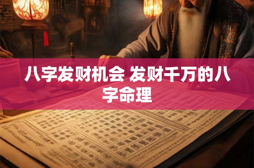 八字发财机会 发财千万的八字命理