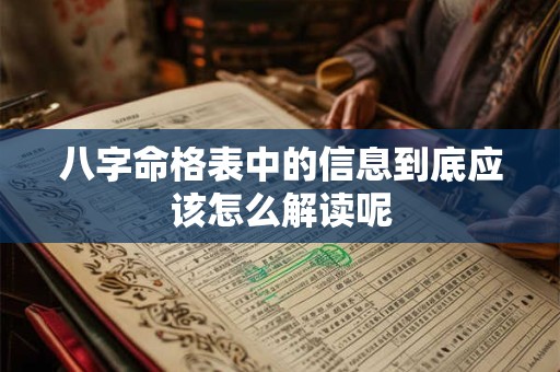 八字命格表中的信息到底应该怎么解读呢