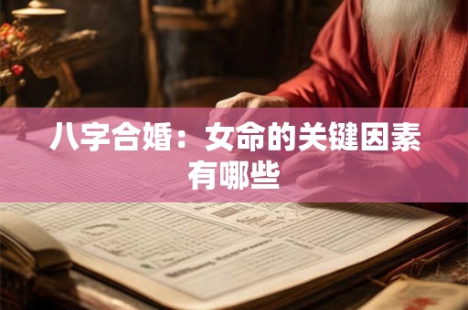 八字合婚：女命的关键因素有哪些