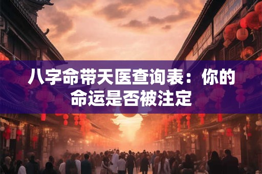 八字命带天医查询表：你的命运是否被注定