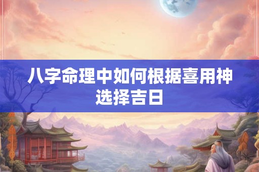 八字命理中如何根据喜用神选择吉日
