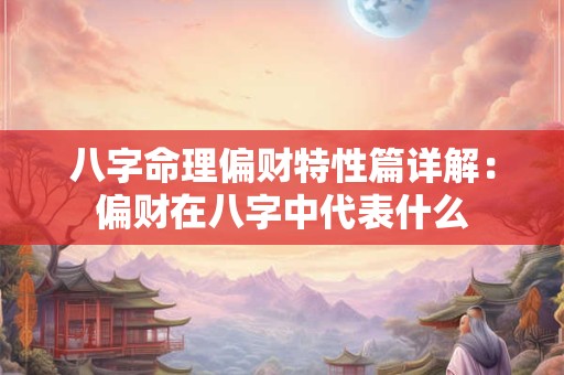 八字命理偏财特性篇详解：偏财在八字中代表什么