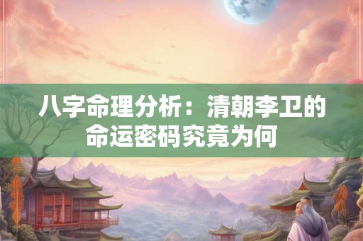 八字命理分析：清朝李卫的命运密码究竟为何