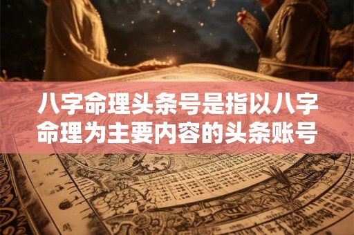 八字命理头条号是指以八字命理为主要内容的头条账号吗 八字命理头条号是指以八字命理为主要内容的头条账号吗