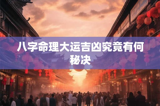 八字命理大运吉凶究竟有何秘决