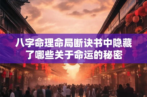八字命理命局断诀书中隐藏了哪些关于命运的秘密