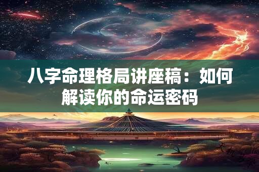 八字命理格局讲座稿：如何解读你的命运密码