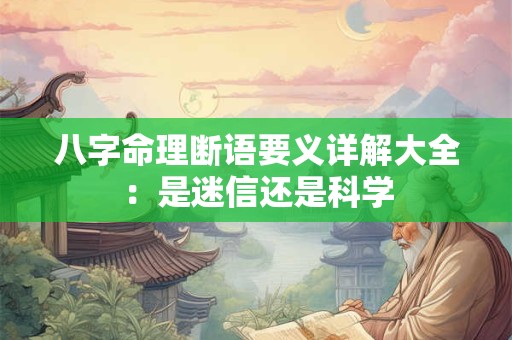 八字命理断语要义详解大全：是迷信还是科学