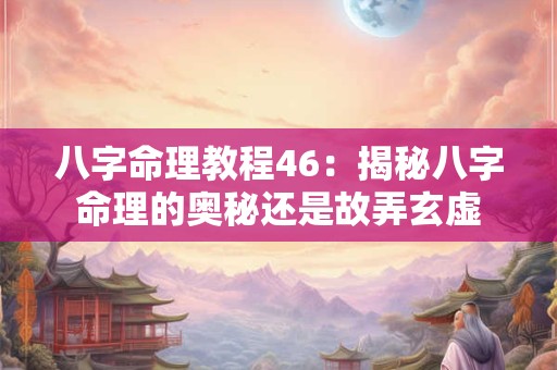 详细阅读:八字命理教程46:揭秘八字命理的奥秘还是故弄玄虚 八字命理教程46:揭秘八字命理的奥秘还是故弄玄虚