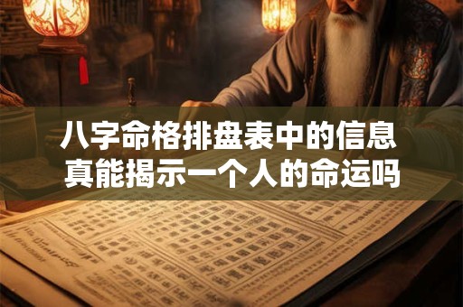 八字命格排盘表中的信息 真能揭示一个人的命运吗