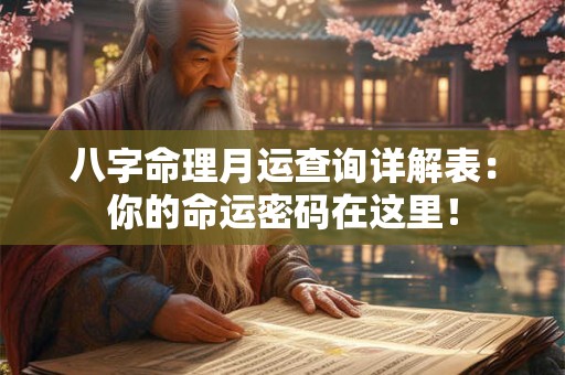 八字命理月运查询详解表：你的命运密码在这里！