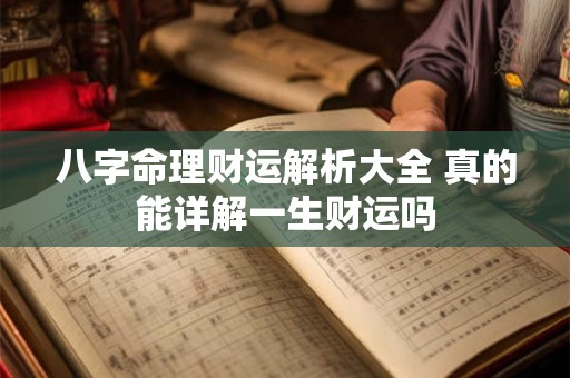 八字命理财运解析大全 真的能详解一生财运吗