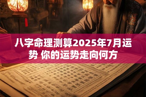 八字命理测算2025年7月运势 你的运势走向何方