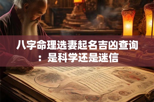 八字命理选妻起名吉凶查询：是科学还是迷信