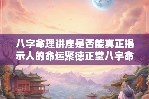 八字命理讲座是否能真正揭示人的命运聚德正堂八字命理讲座的可信度有多高
