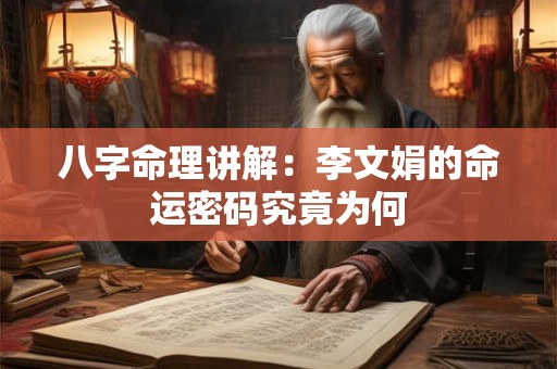 八字命理讲解：李文娟的命运密码究竟为何