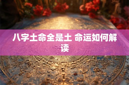 八字土命全是土 命运如何解读