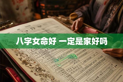 八字女命好 一定是家好吗