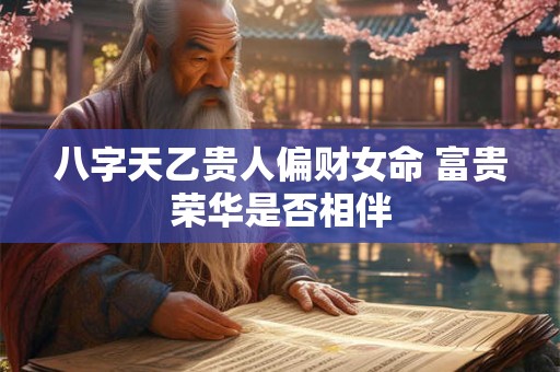 详细阅读:八字天乙贵人偏财女命 富贵荣华是否相伴 八字天乙贵人偏财女命 富贵荣华是否相伴