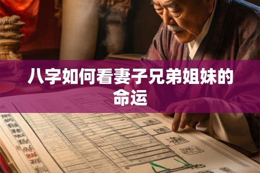 八字如何看妻子兄弟姐妹的命运