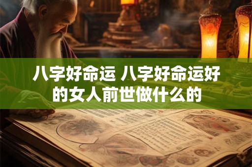 八字好命运 八字好命运好的女人前世做什么的