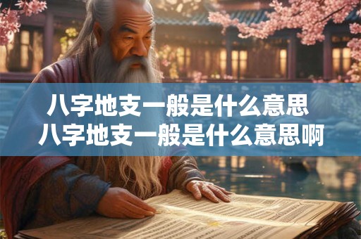 八字地支一般是什么意思 八字地支一般是什么意思啊