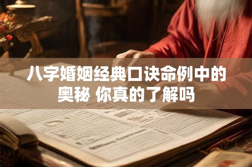 八字婚姻经典口诀命例中的奥秘 你真的了解吗