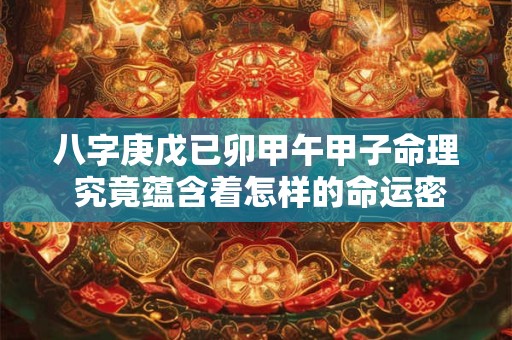 八字庚戊已卯甲午甲子命理 究竟蕴含着怎样的命运密码