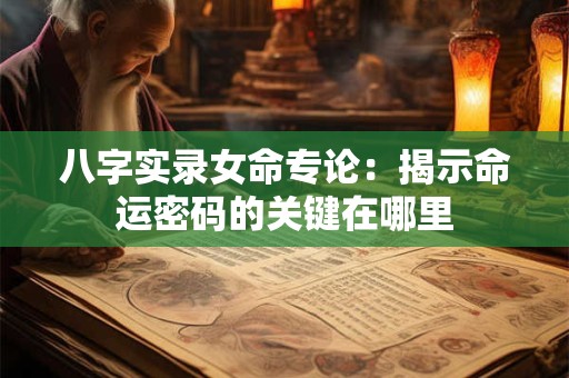 八字实录女命专论：揭示命运密码的关键在哪里