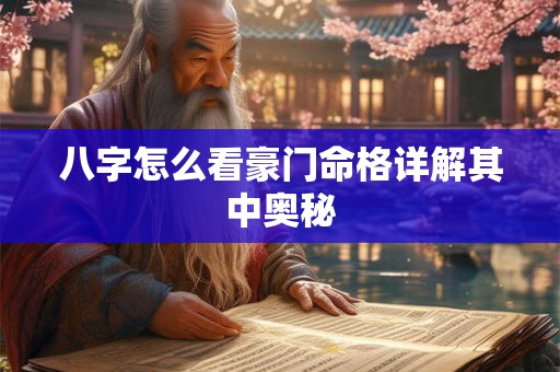 八字怎么看豪门命格详解其中奥秘