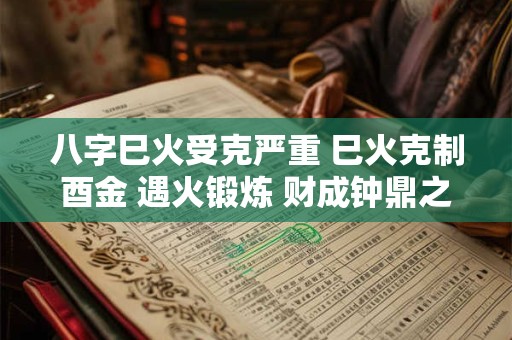 八字巳火受克严重 巳火克制酉金 遇火锻炼 财成钟鼎之材 精神超越 然施