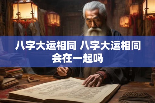八字大运相同 八字大运相同会在一起吗