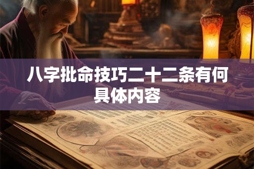 八字批命技巧二十二条有何具体内容
